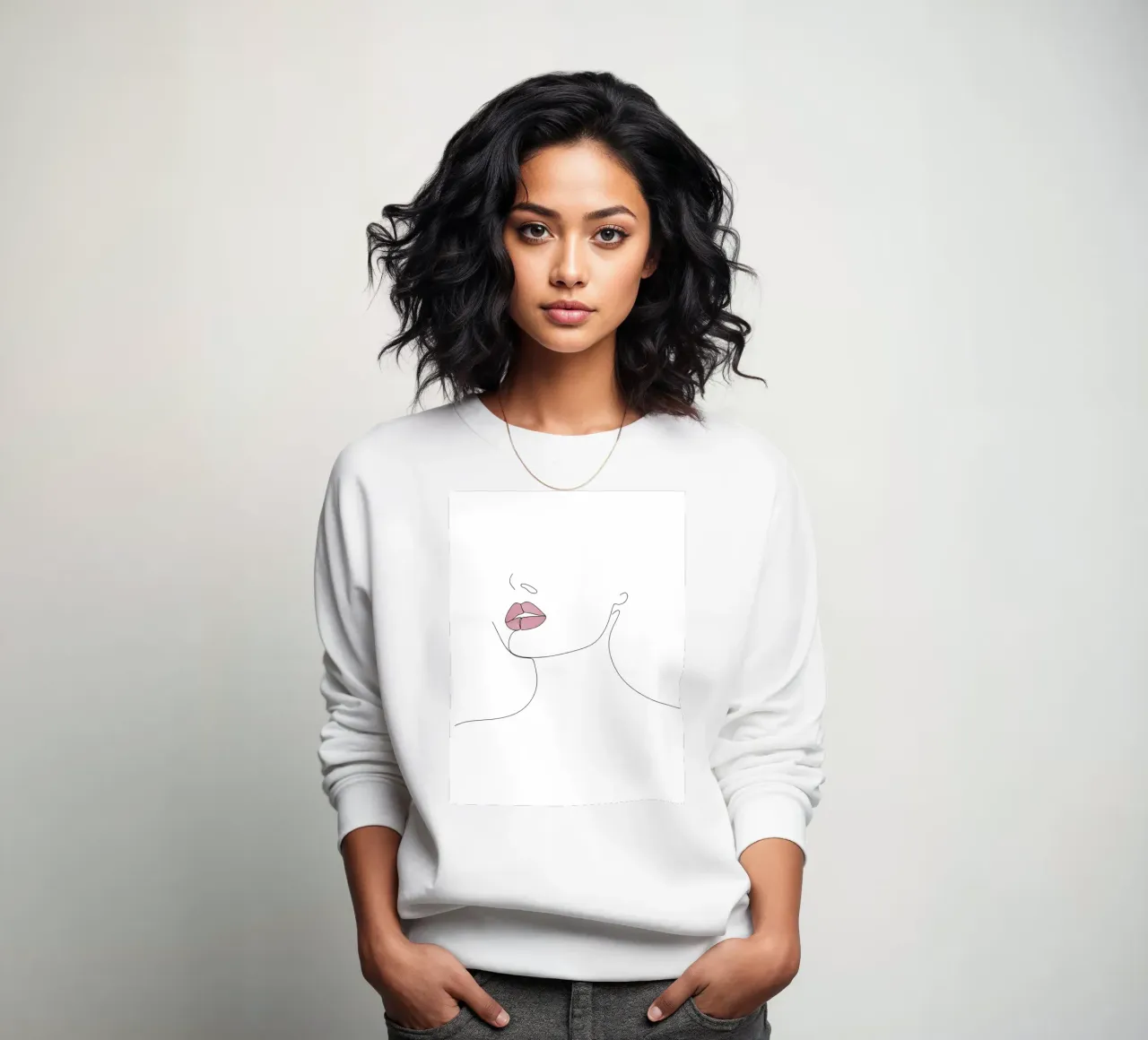 Labbra - Line art minimalista felpa da Viv Line Art