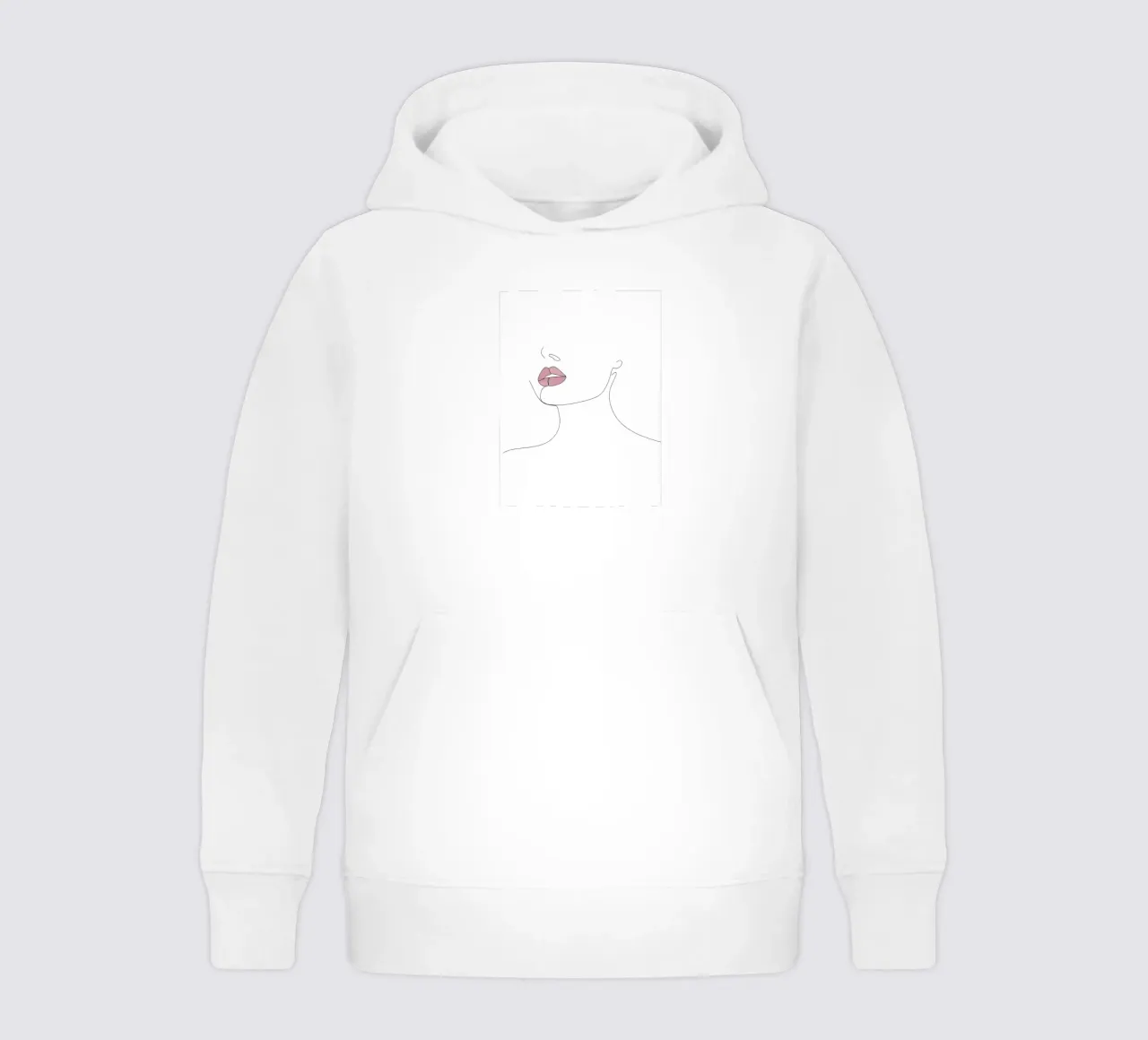 Labbra - Line art minimalista felpa bambino con cappuccio da Viv Line Art