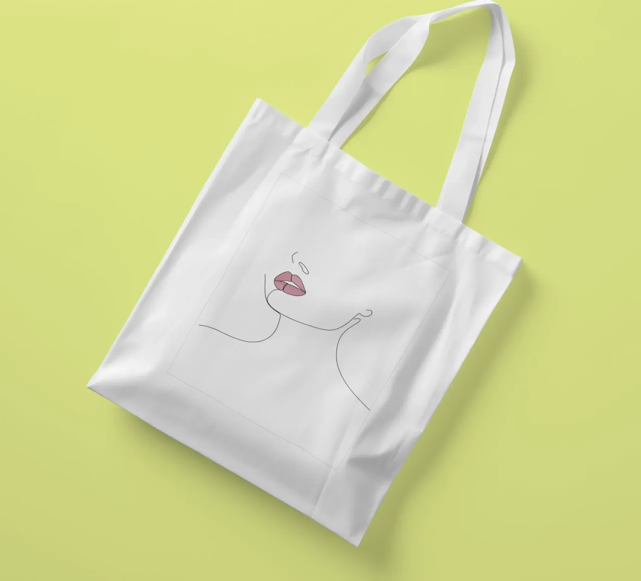 Labbra - Line art minimalista borsa in juta da Viv Line Art