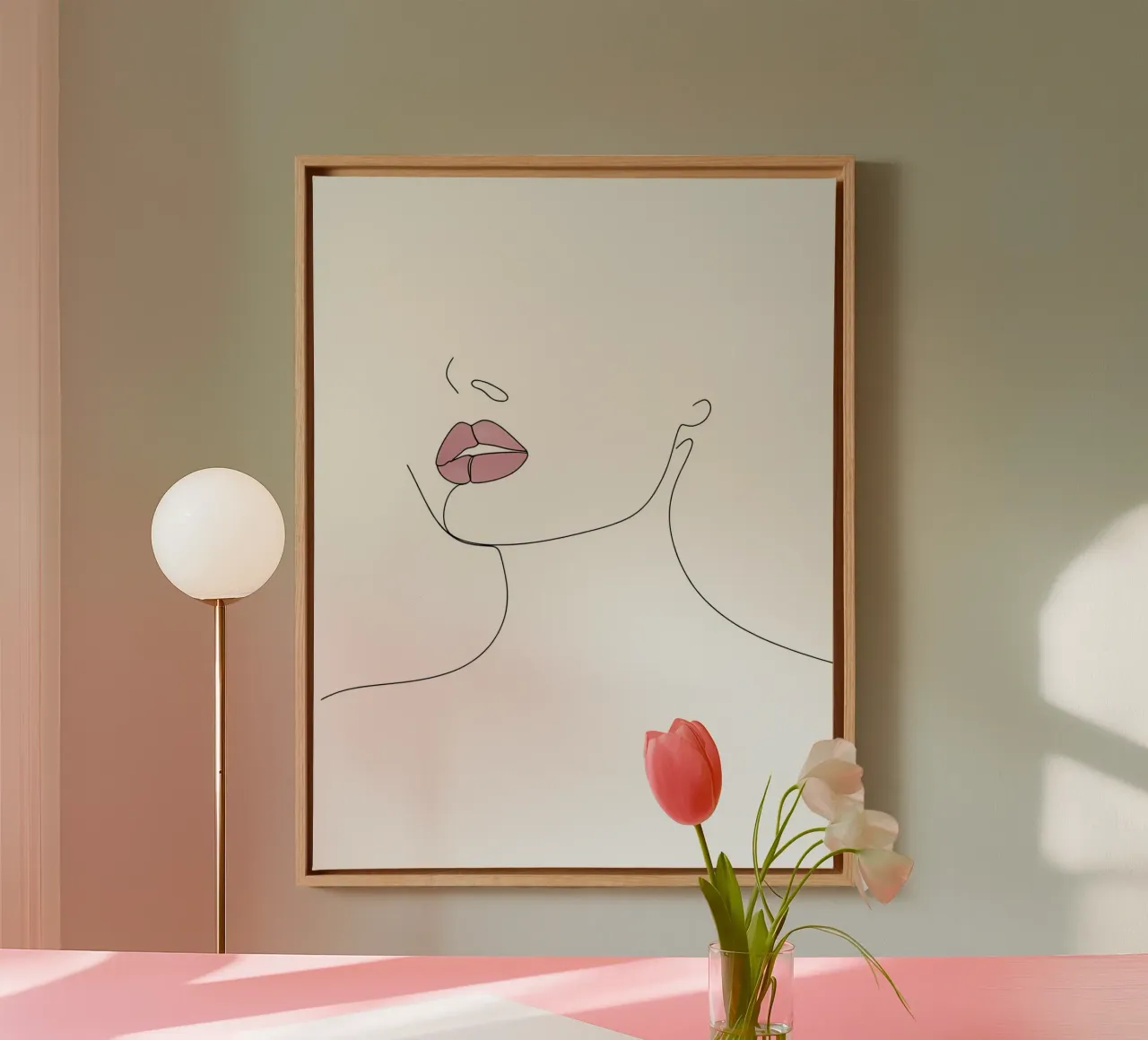 Lips - Minimalist Line Art canvas by Viv Line Art