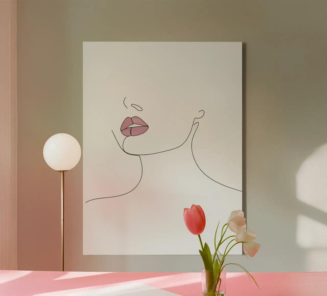 Lips - Minimalist Line Art canvas by Viv Line Art