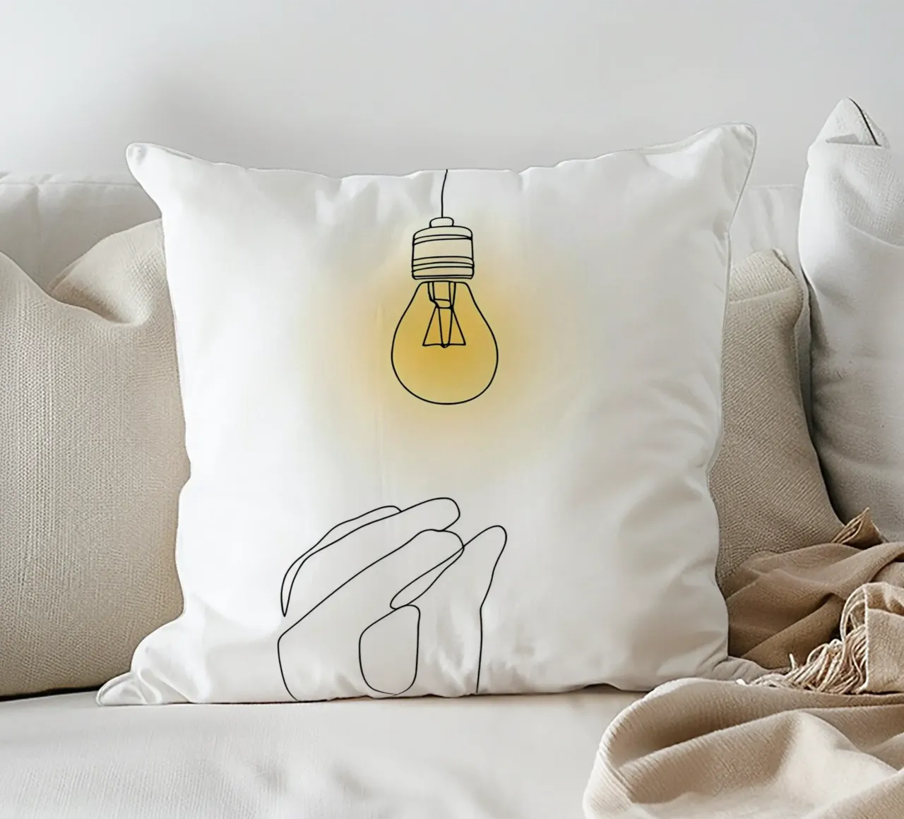 Light Up - Line art minimalista cuscino da Viv Line Art