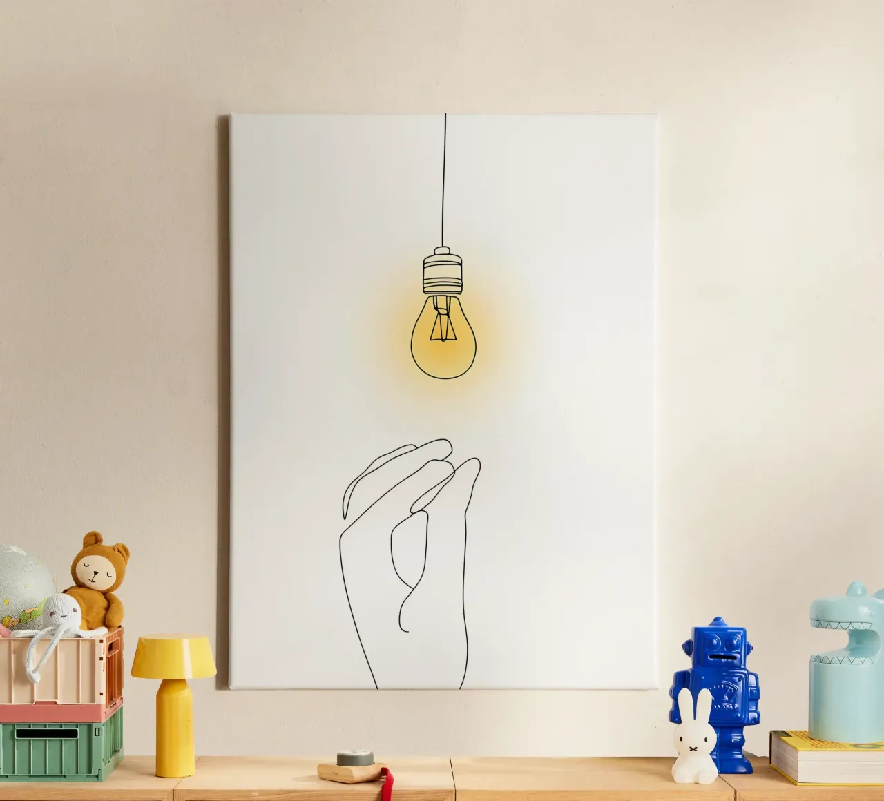 Light Up - Line art minimalista tela da Viv Line Art