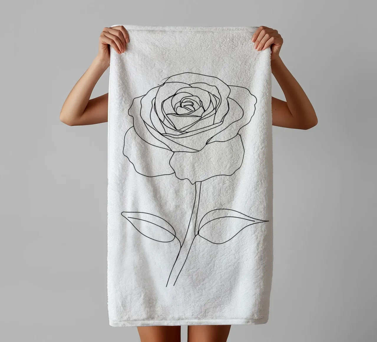 Fleur - Dessin au trait minimaliste serviette de bain de Viv Line Art
