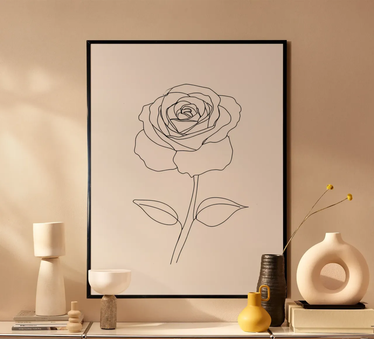 Fiore - Line art minimalista poster con telaio in alluminio da Viv Line Art