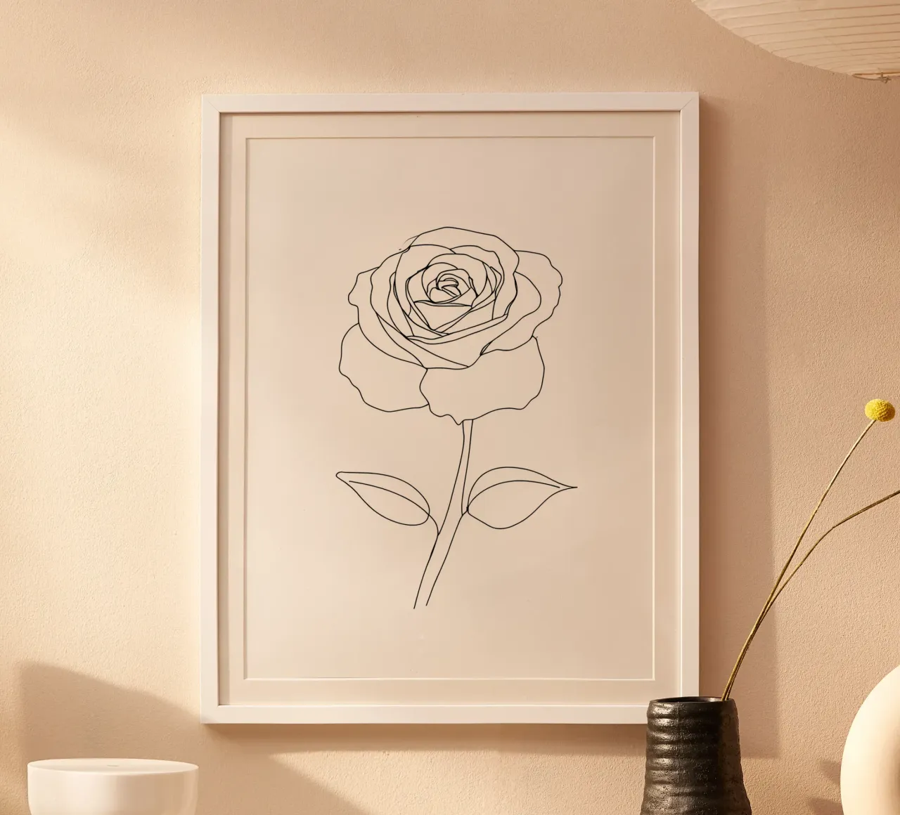 Fiore - Line art minimalista poster con telaio in alluminio da Viv Line Art
