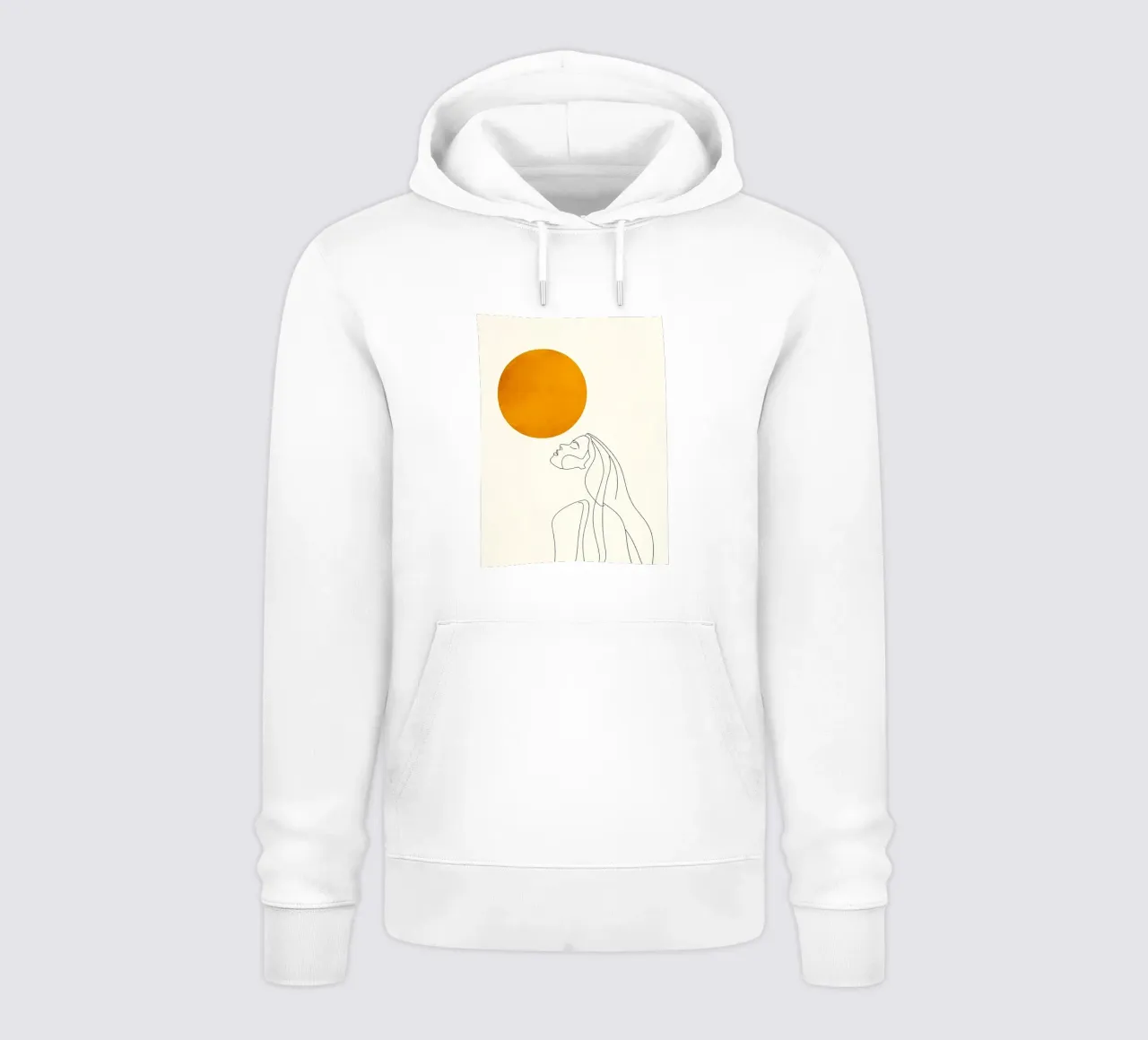 Donna e sole - Line art minimalista felpa con cappuccio da Viv Line Art