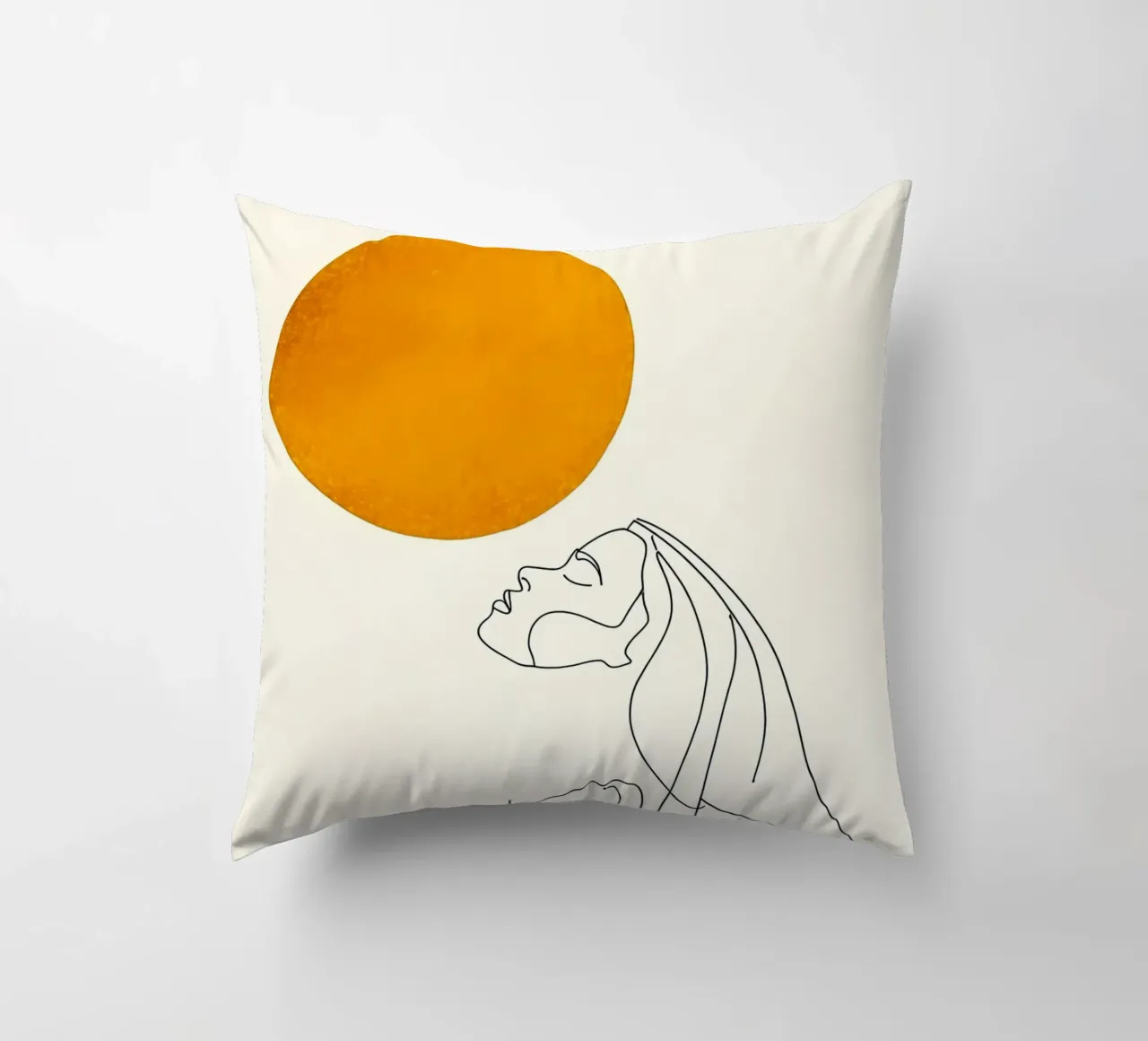 Donna e sole - Line art minimalista cuscino da Viv Line Art