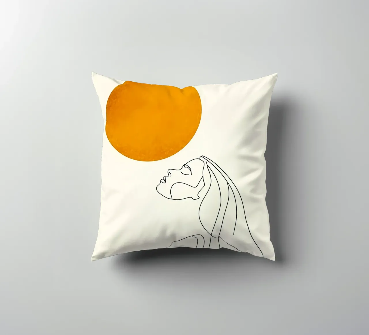 Donna e sole - Line art minimalista cuscino da Viv Line Art
