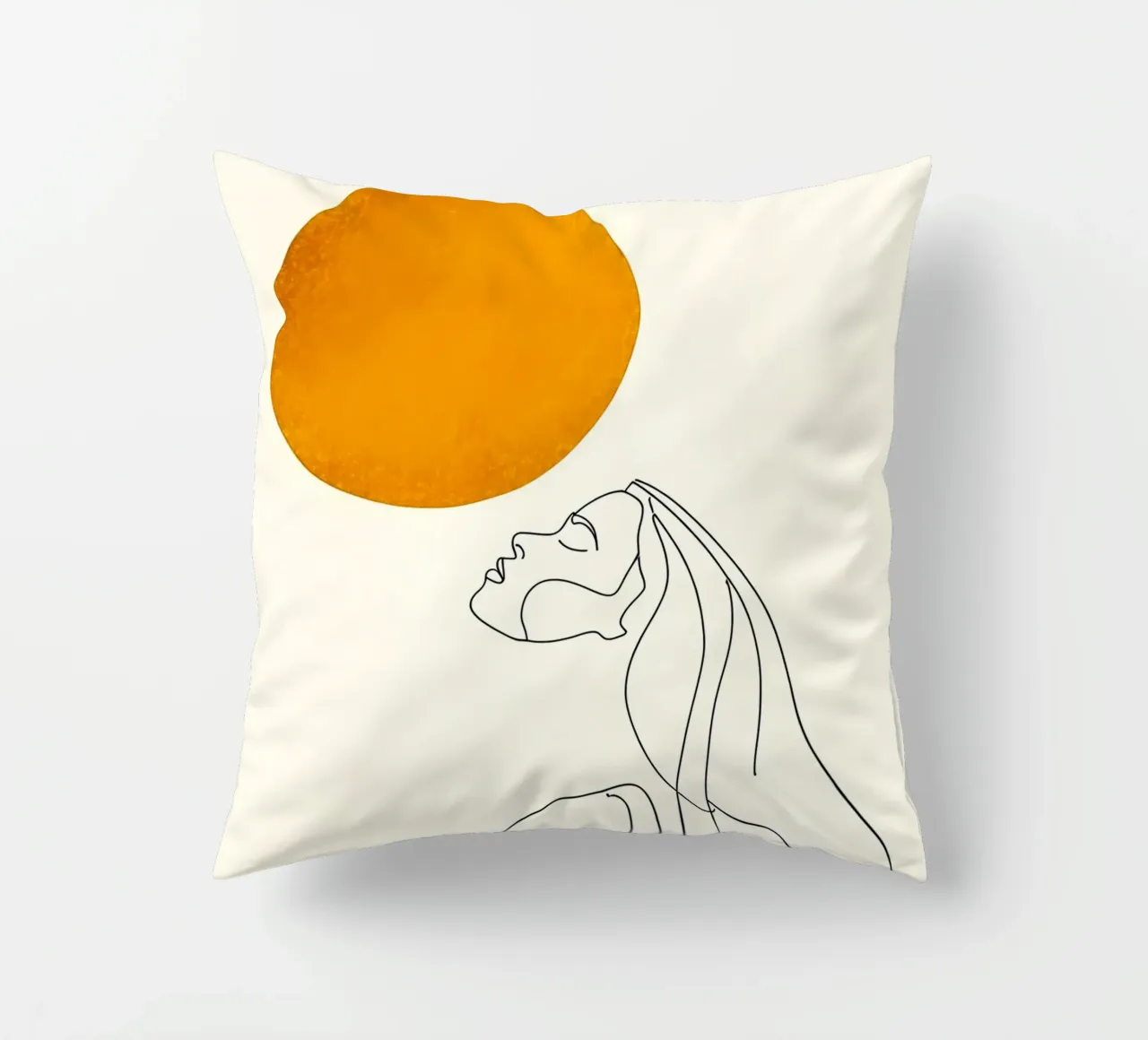 Donna e sole - Line art minimalista cuscino da Viv Line Art