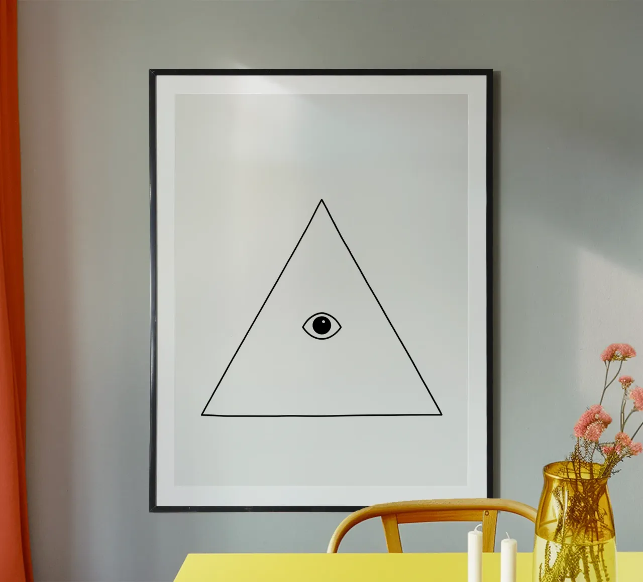 Oeil dans un triangle - Dessin au trait minimaliste hahnemühle de Viv Line Art