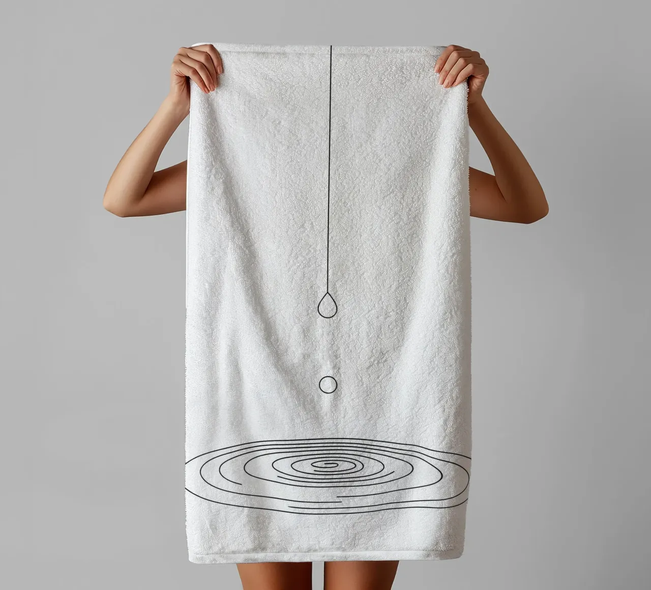 Goccia d'acqua - Line Art minimalista asciugamano da bagno da Viv Line Art