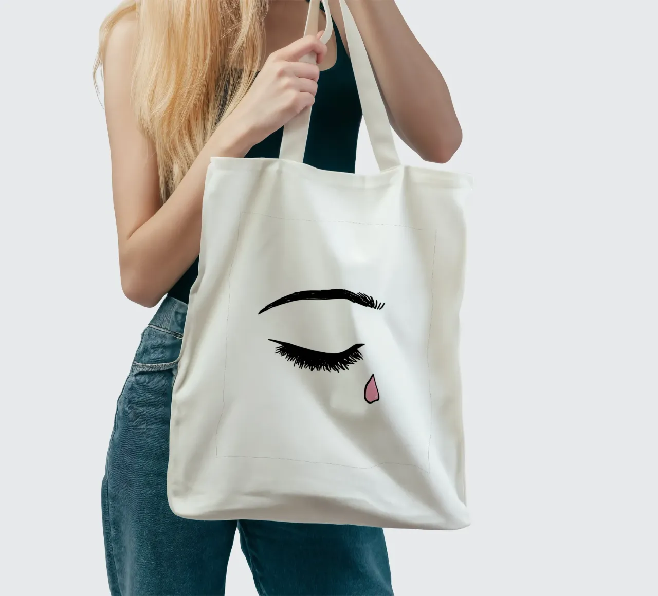 Tear From Eye - Minimalist Line Art tote bag by Viv Line Art