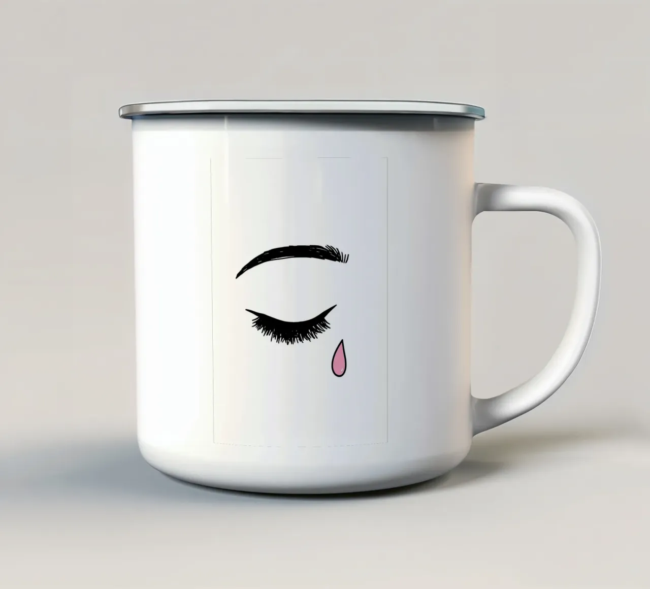 Lacrima dall'occhio - Line art minimalista tazza in smalto da Viv Line Art