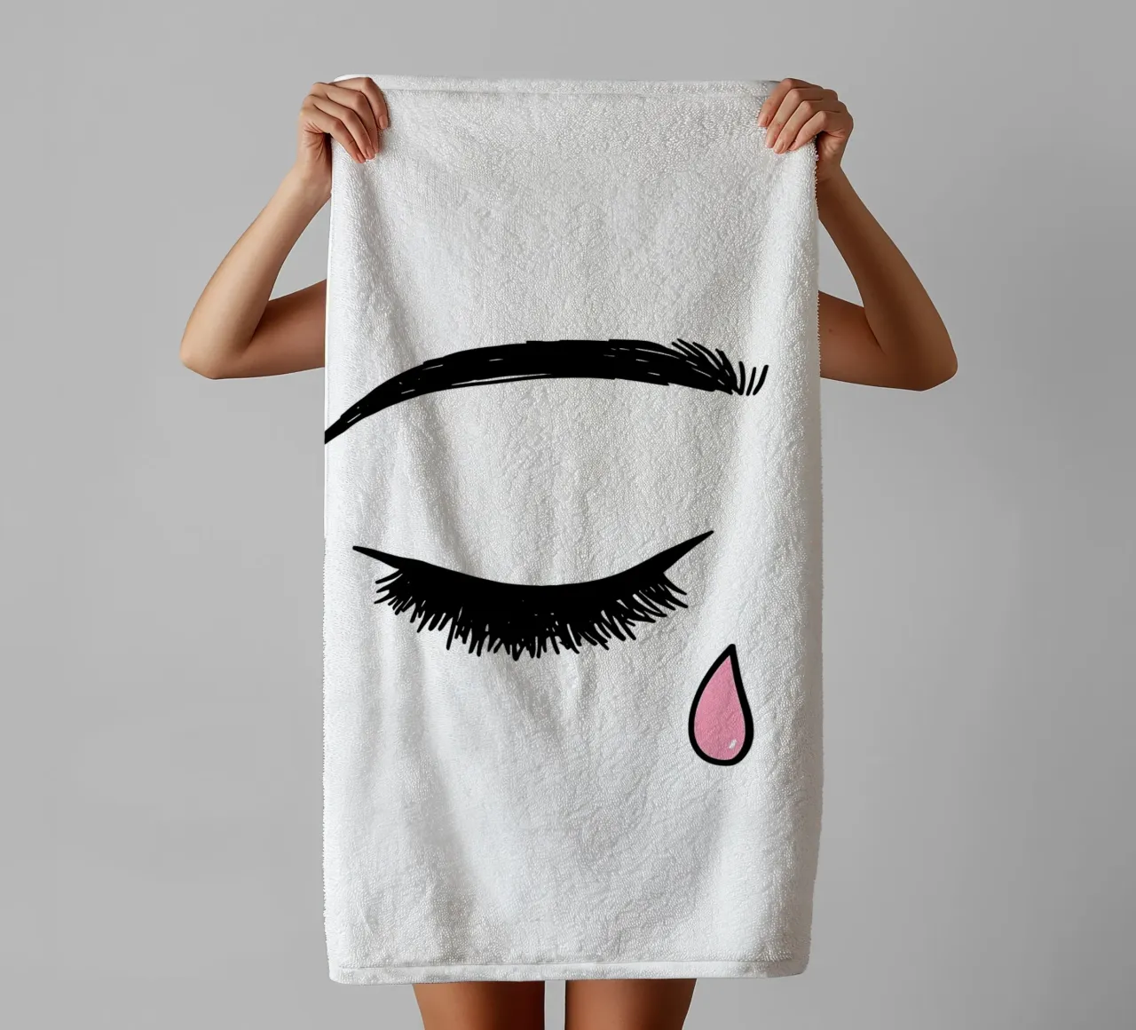 Tear From Eye - Minimalist Line Art towel by Viv Line Art