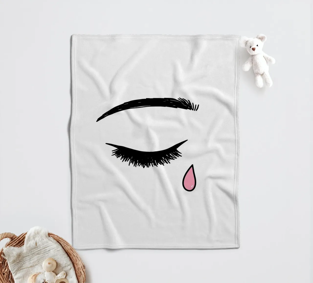 Tear From Eye - Minimalist Line Art fleece blanket by Viv Line Art