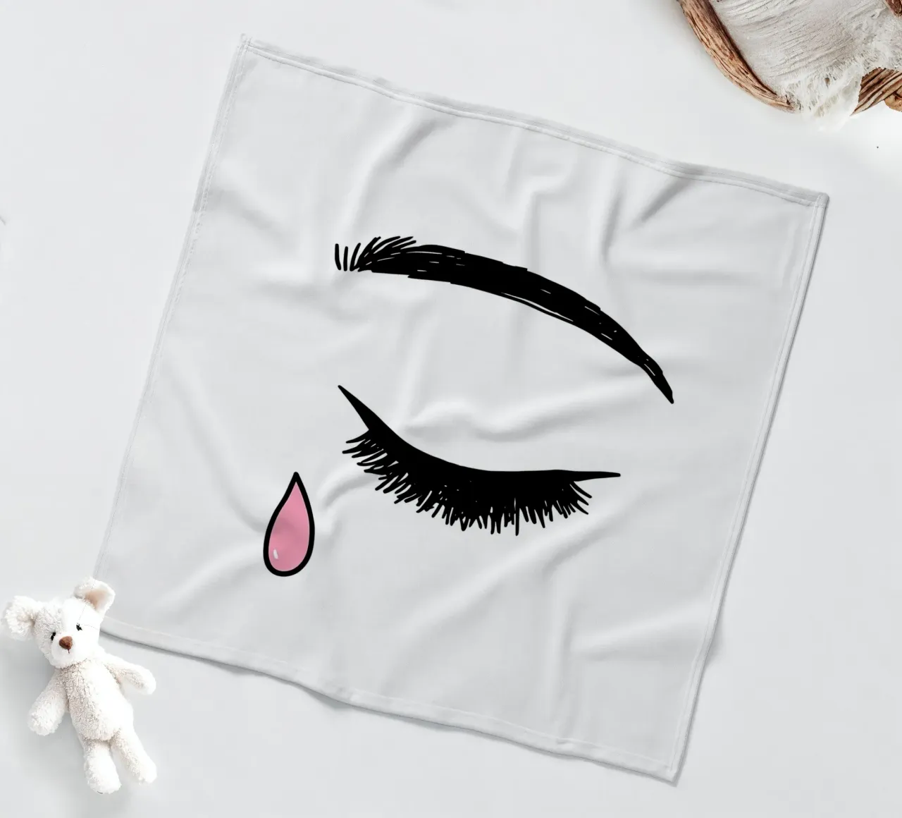 Tear From Eye - Minimalist Line Art fleece blanket by Viv Line Art