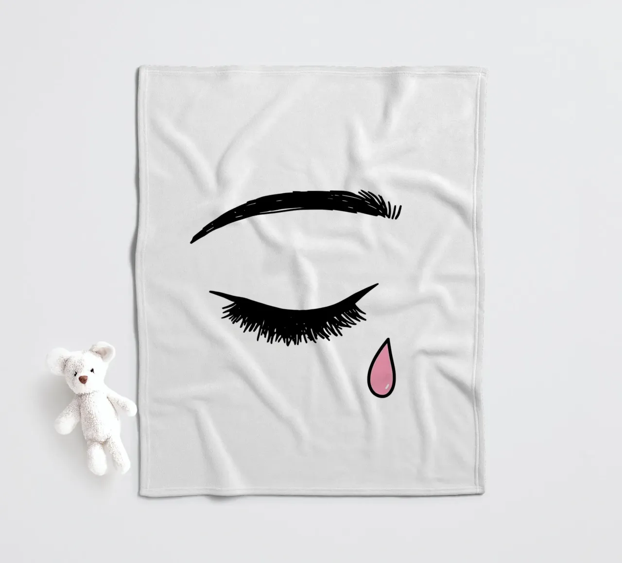 Tear From Eye - Minimalist Line Art fleece blanket by Viv Line Art