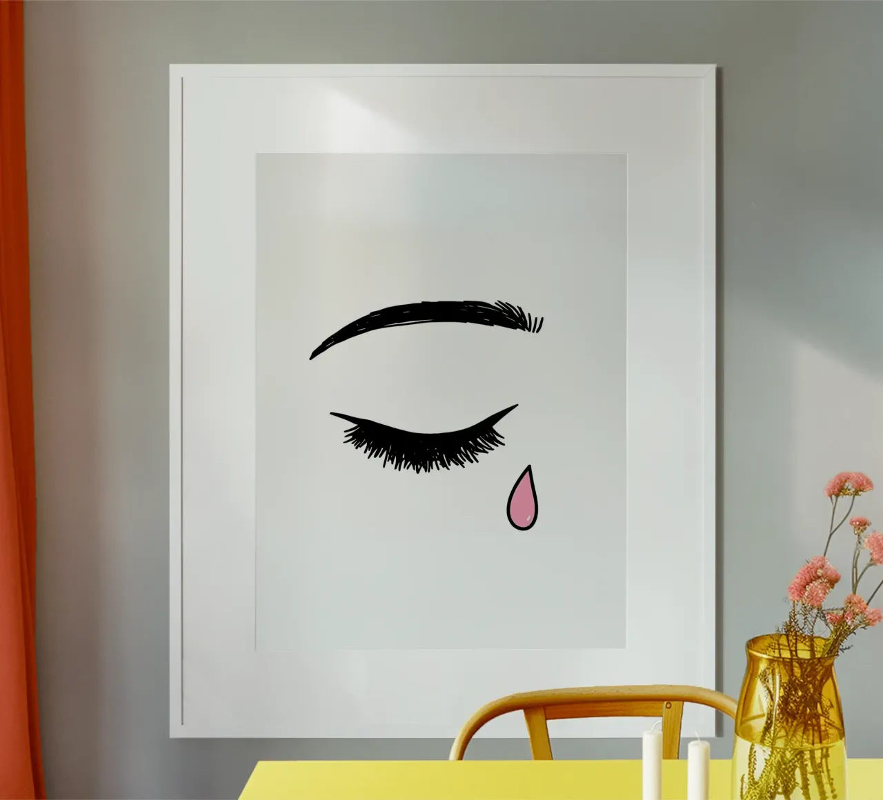 Träne aus dem Auge - Minimalistische Linienkunst Hahnemühle von Viv Line Art