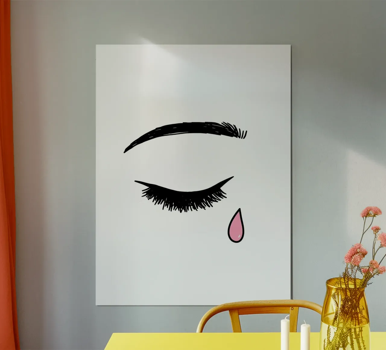 Träne aus dem Auge - Minimalistische Linienkunst Hahnemühle von Viv Line Art