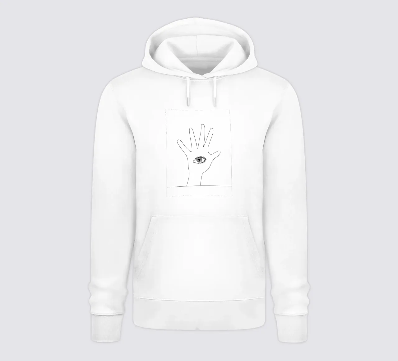 Occhio in mano - Line art minimalista felpa con cappuccio da Viv Line Art