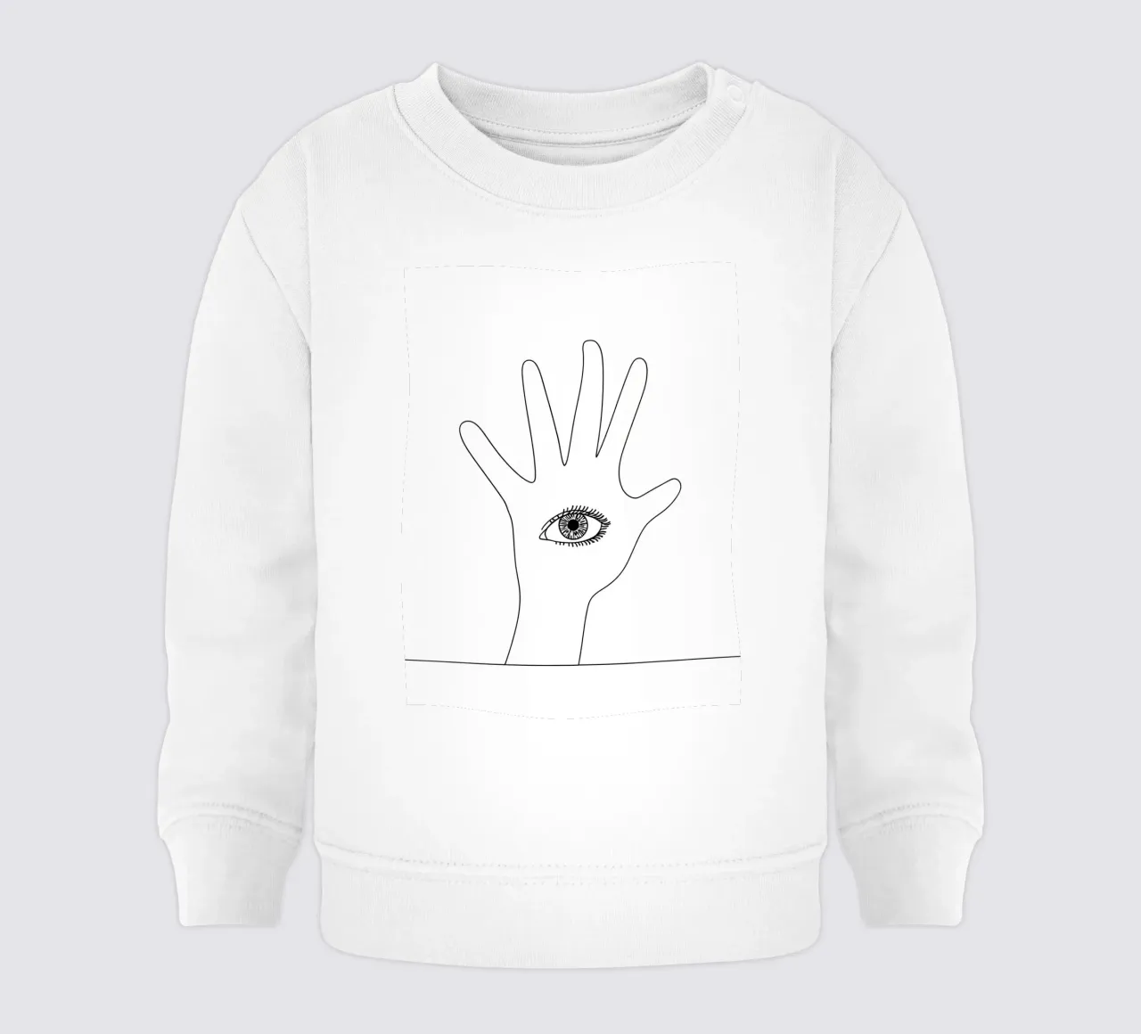 Occhio in mano - Line art minimalista felpa neonato da Viv Line Art
