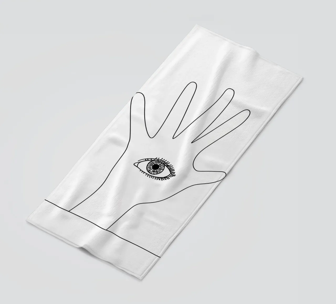Occhio in mano - Line art minimalista telo mare da Viv Line Art