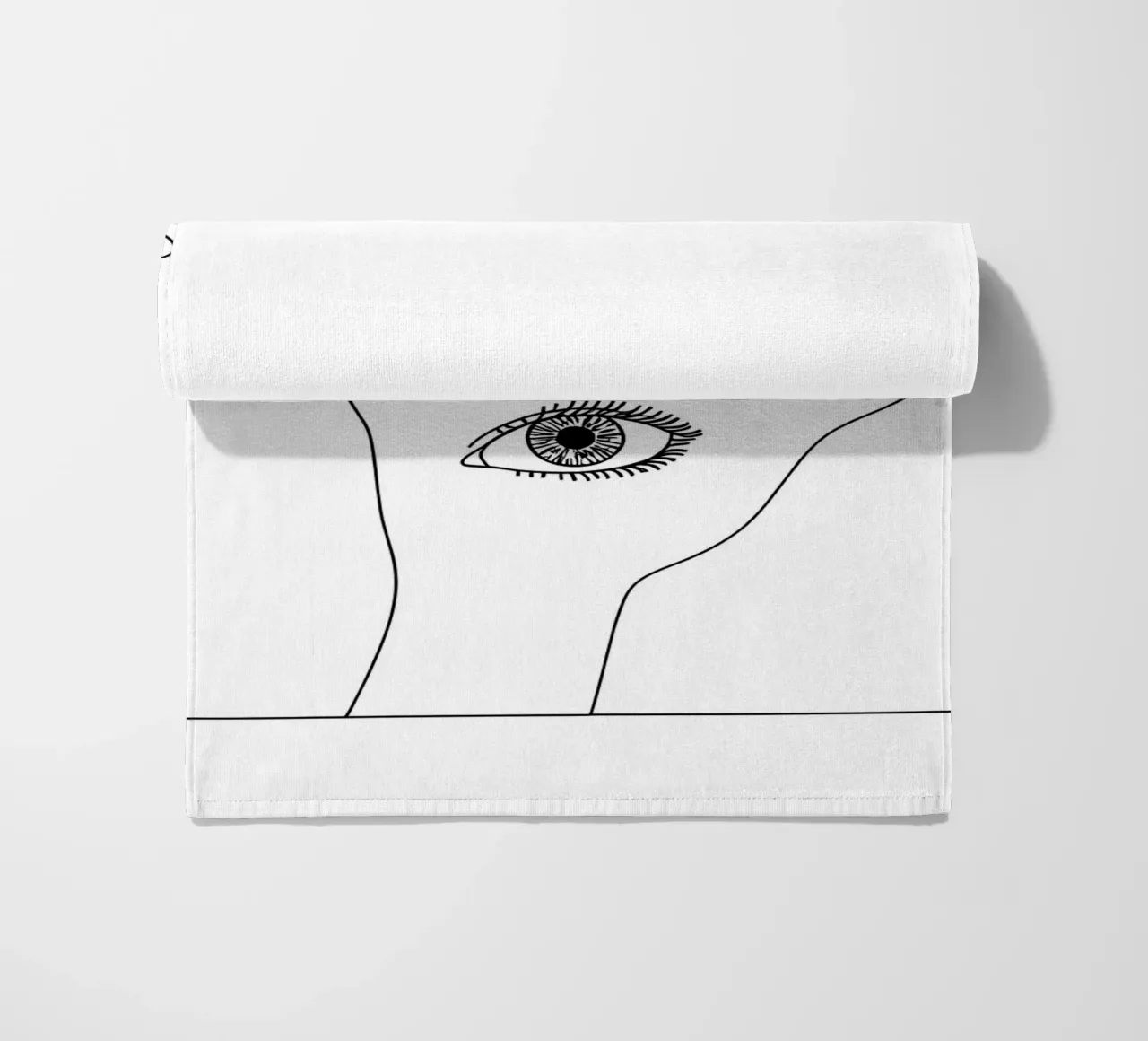 Occhio in mano - Line art minimalista telo mare da Viv Line Art
