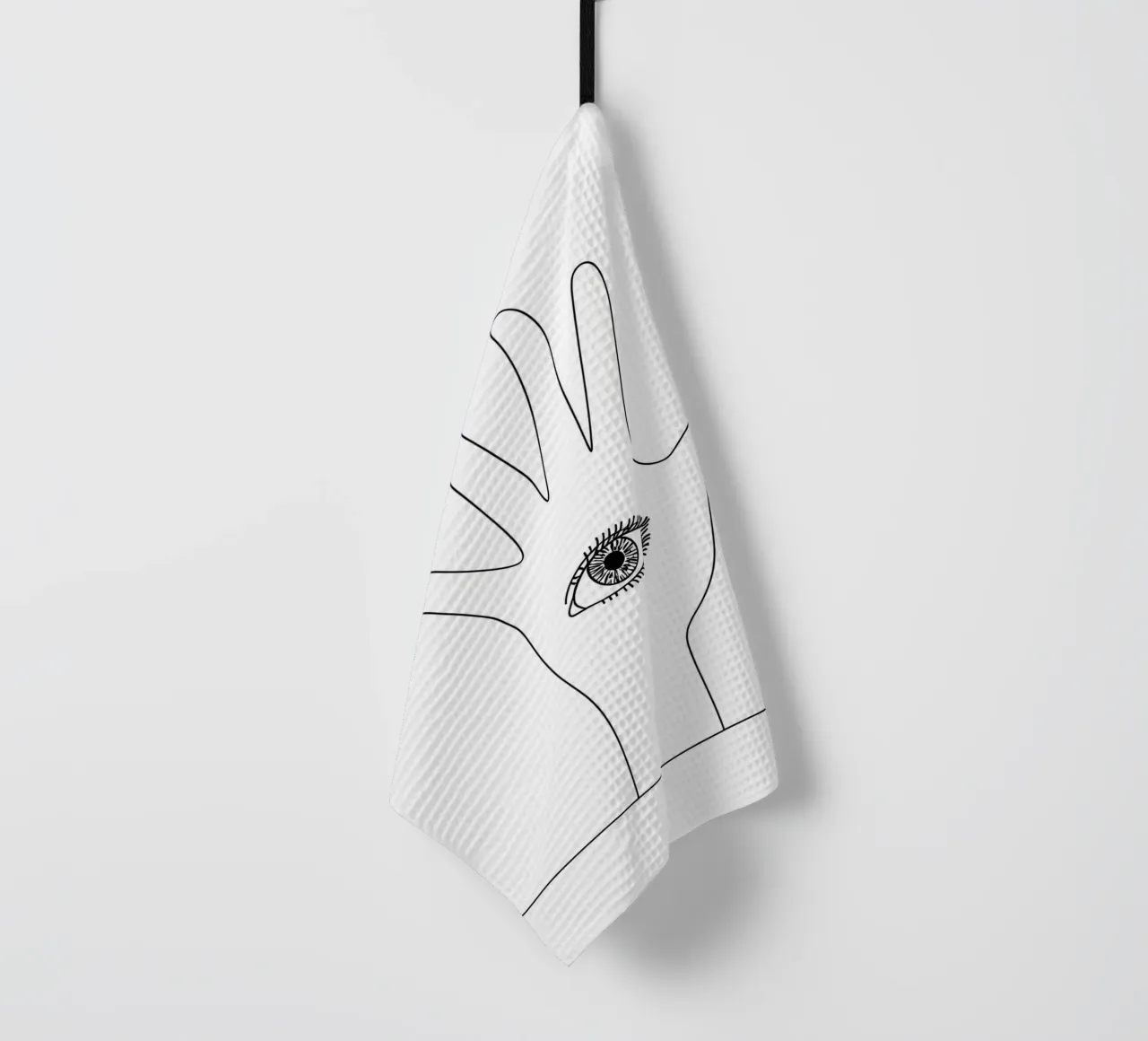 Oeil dans la main - Dessin au trait minimaliste torchon de Viv Line Art