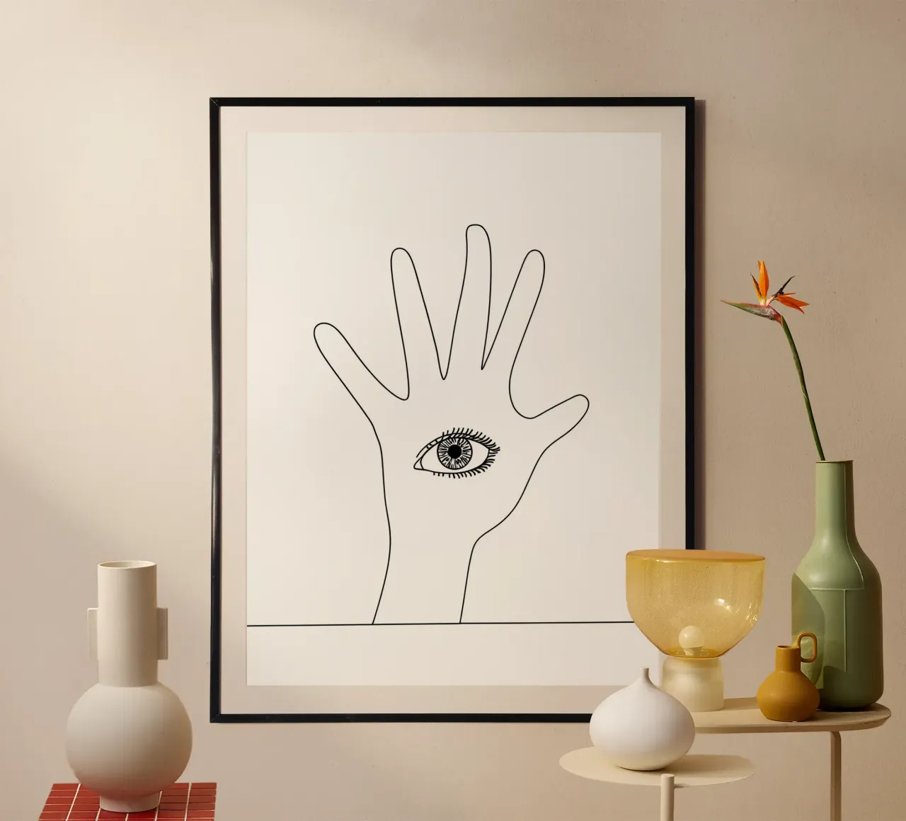 Occhio in mano - Line art minimalista carta hahnemühle da Viv Line Art