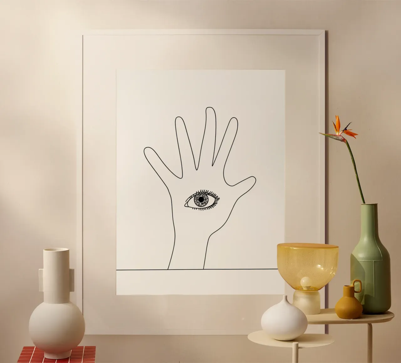 Occhio in mano - Line art minimalista carta hahnemühle da Viv Line Art