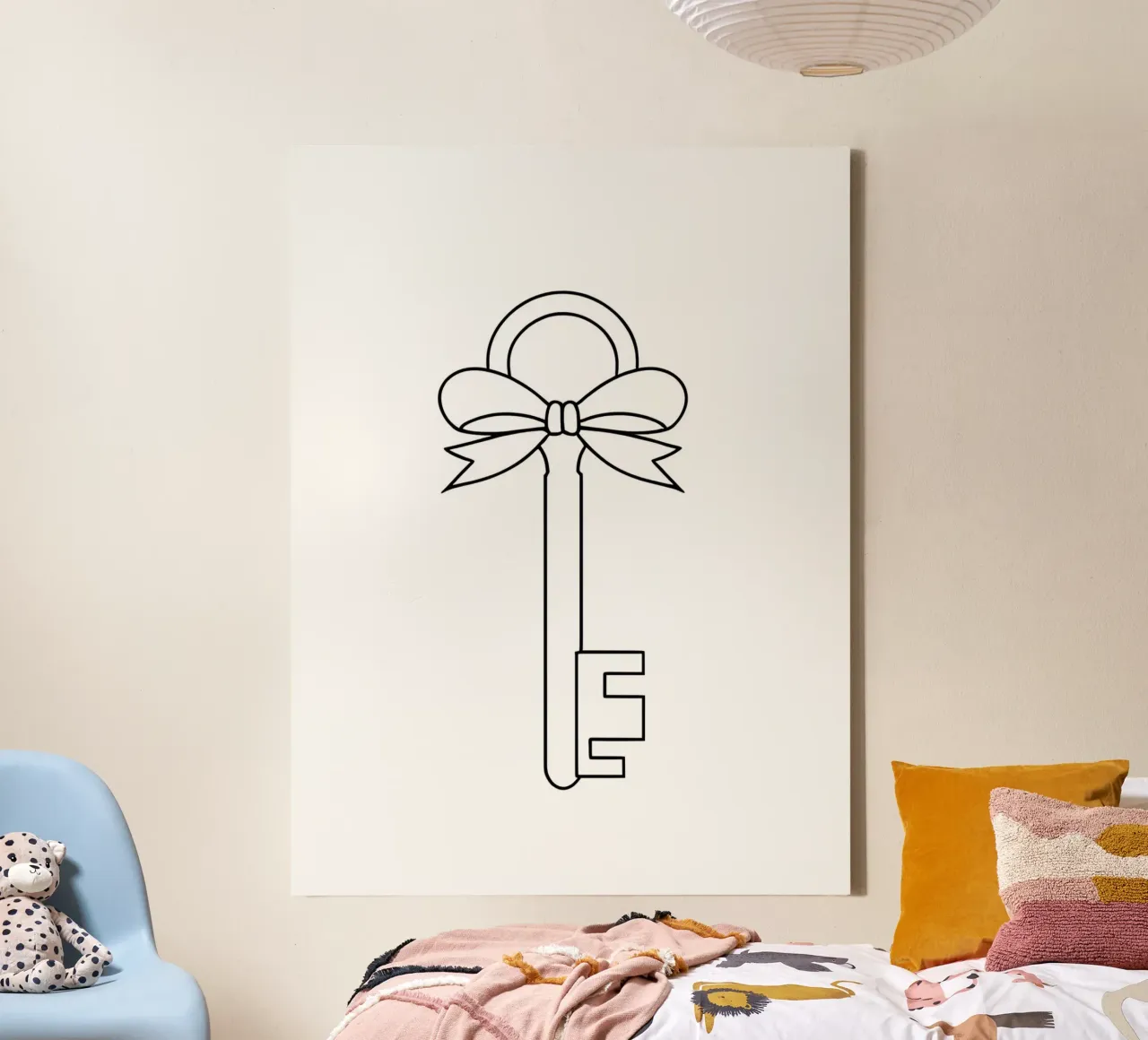 Key In Bow - Minimalist Line Art canvas by Viv Line Art