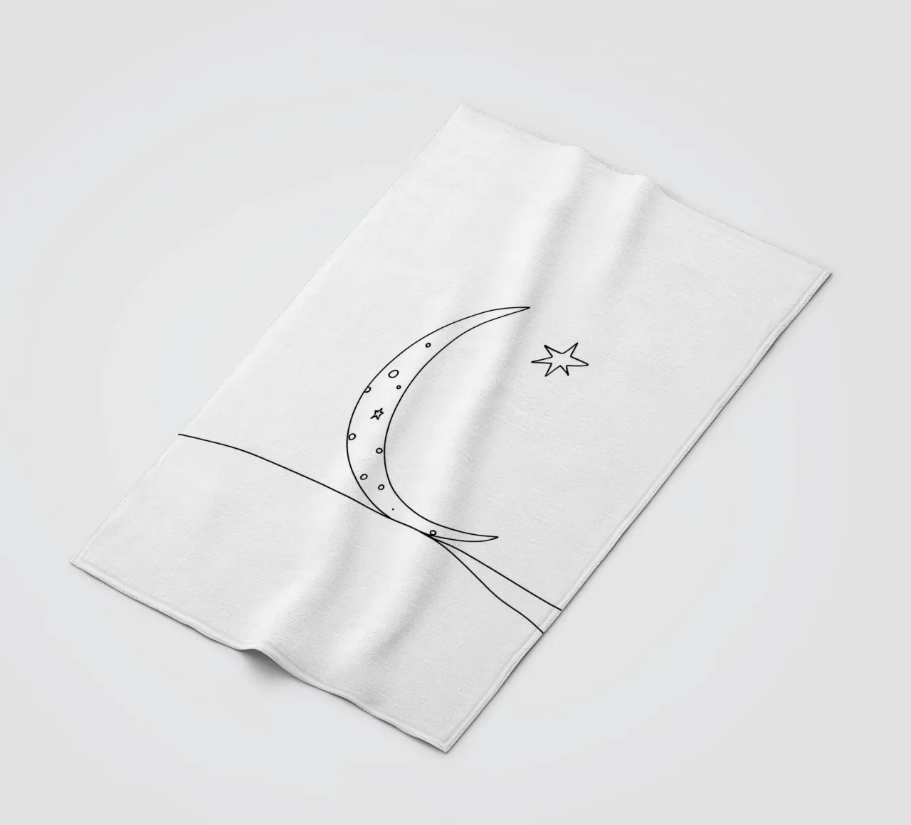 Lune et étoile - Dessin au trait minimaliste plaid polaire de Viv Line Art
