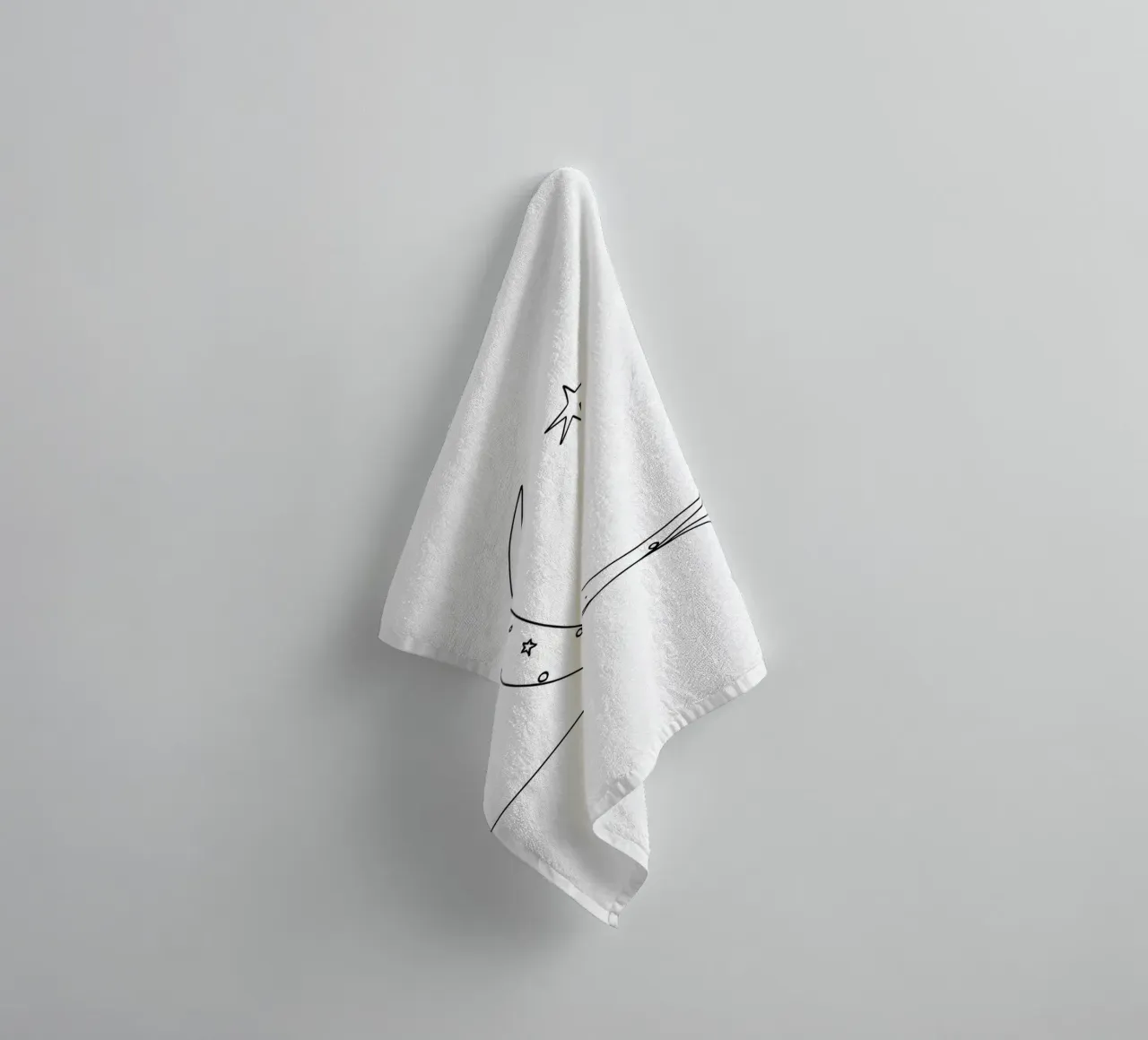 Lune et étoile - Dessin au trait minimaliste serviette de bain de Viv Line Art