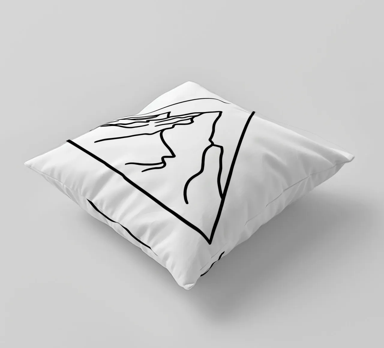 Mountain Under Triangle - Minimalist Line Art decorative cushion by Viv Line Art