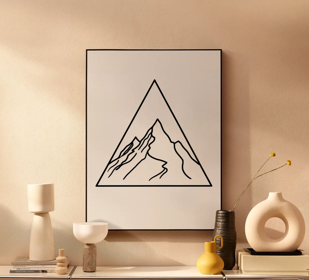 Mountain Under Triangle - Minimalist Line Art alu-dibond by Viv Line Art