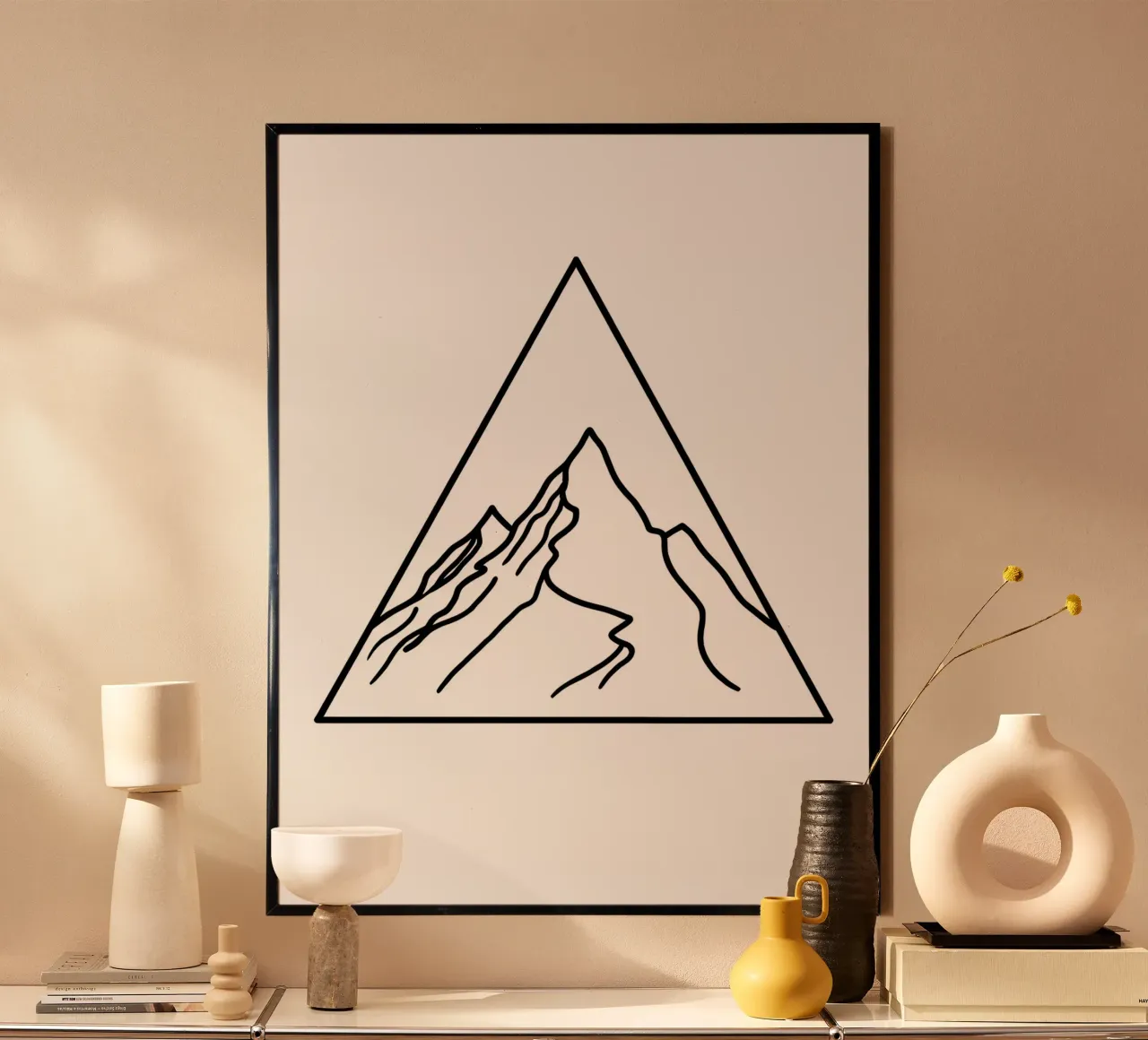 Mountain Under Triangle - Minimalist Line Art hahnemühle by Viv Line Art