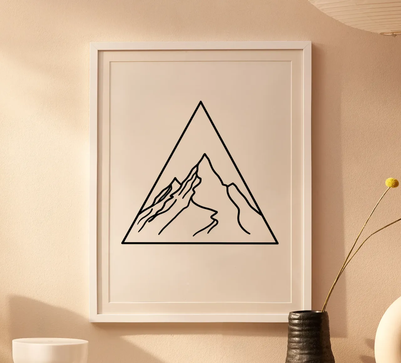 Mountain Under Triangle - Minimalist Line Art hahnemühle by Viv Line Art
