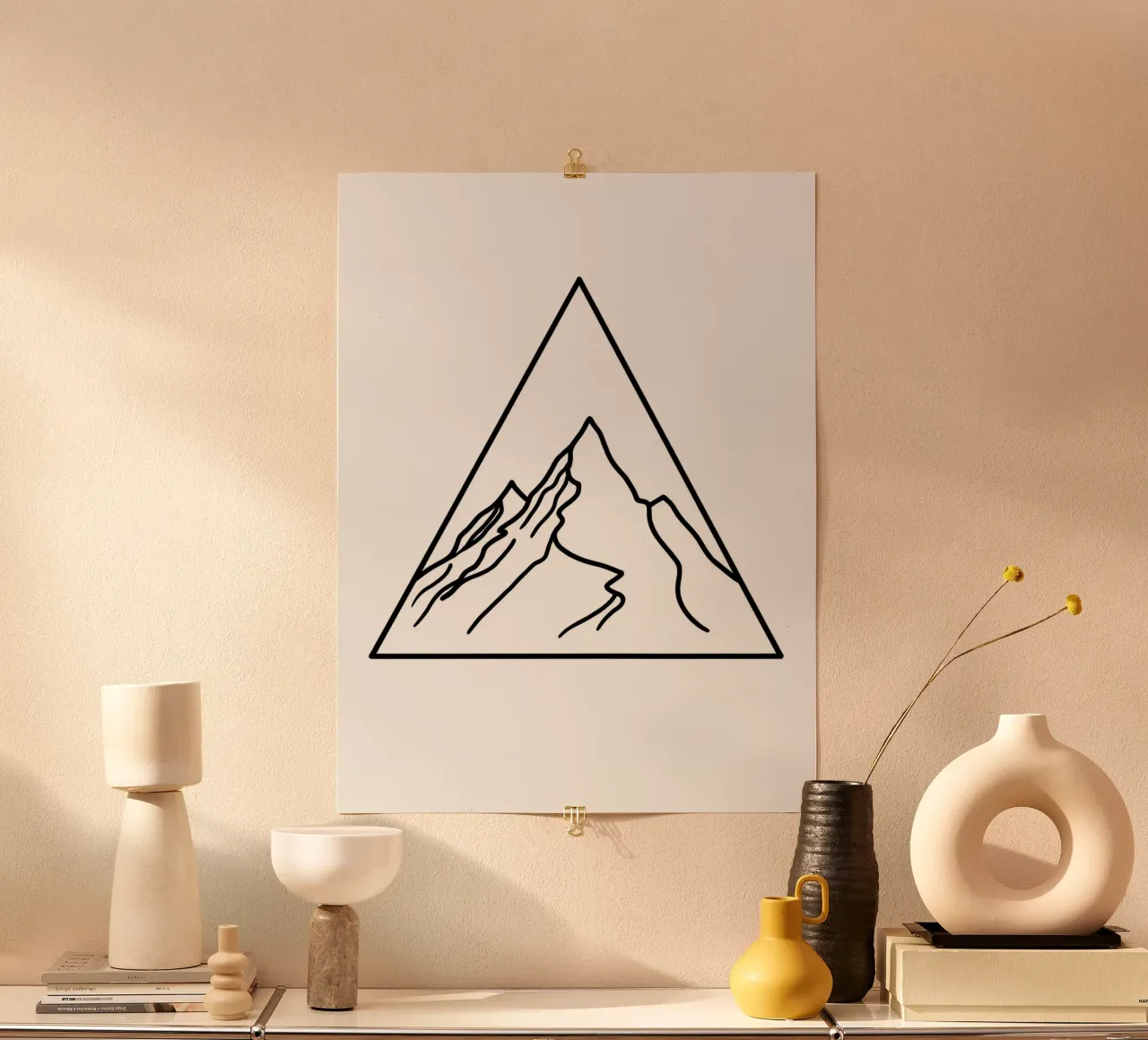 Mountain Under Triangle - Minimalist Line Art hahnemühle by Viv Line Art