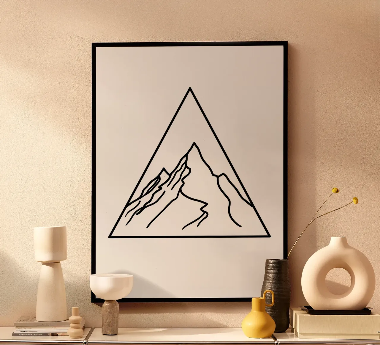 Mountain Under Triangle - Minimalist Line Art hahnemühle by Viv Line Art