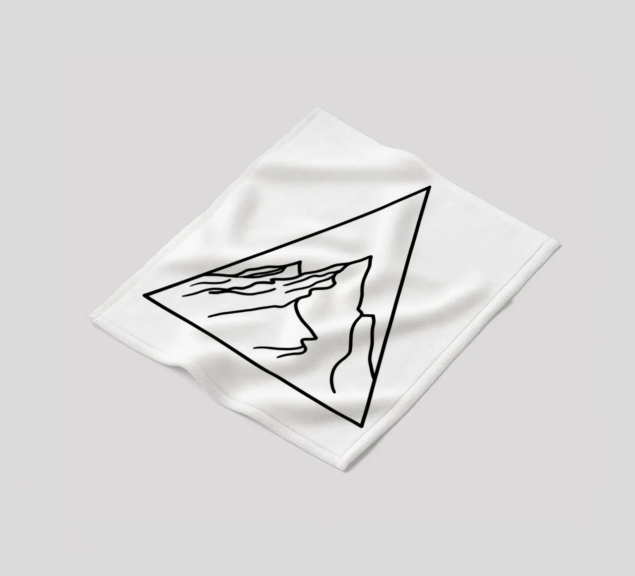 Mountain Under Triangle - Minimalist Line Art fleece blanket by Viv Line Art