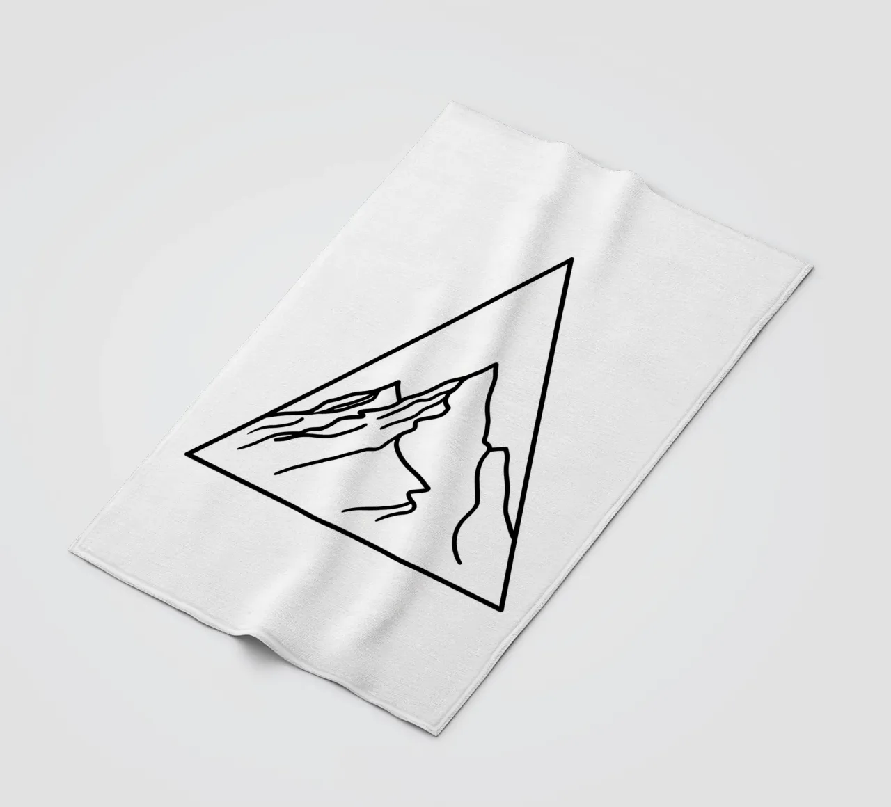 Mountain Under Triangle - Minimalist Line Art fleece blanket by Viv Line Art