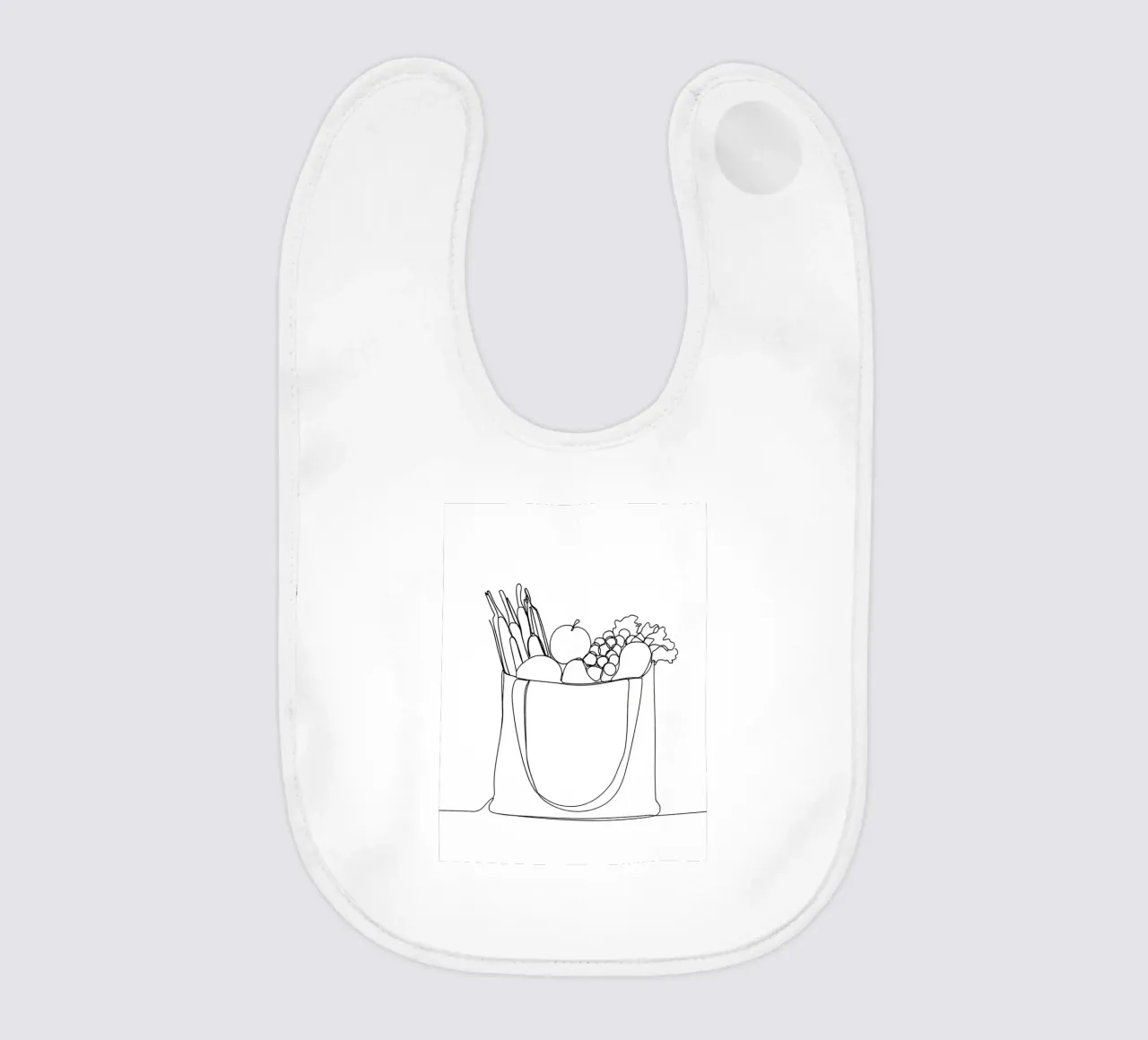 Frutta e verdura in una borsa della spesa - Line Art minimalista bavaglino da Viv Line Art