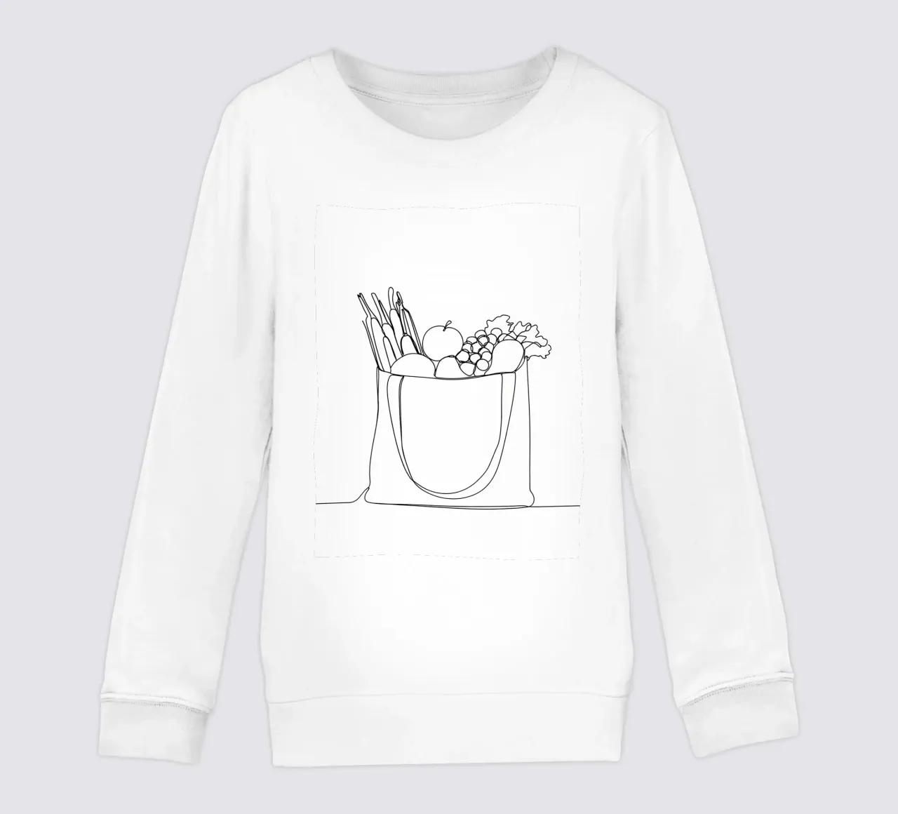 Frutta e verdura in una borsa della spesa - Line Art minimalista felpa bambino da Viv Line Art