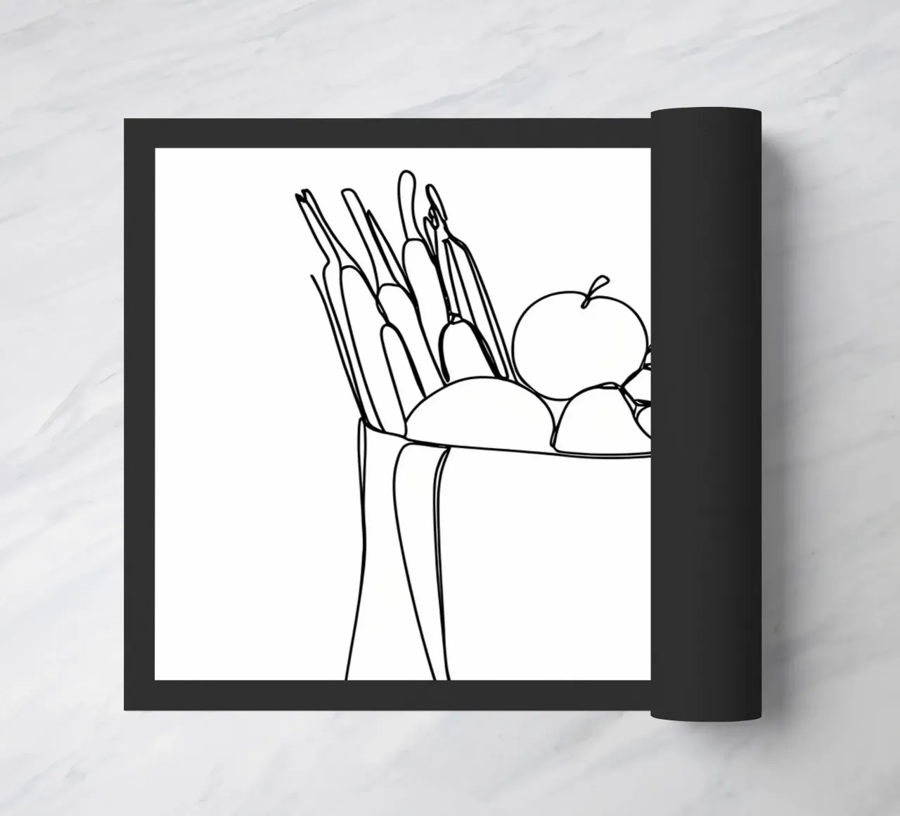 Frutta e verdura in una borsa della spesa - Line Art minimalista zerbino da Viv Line Art