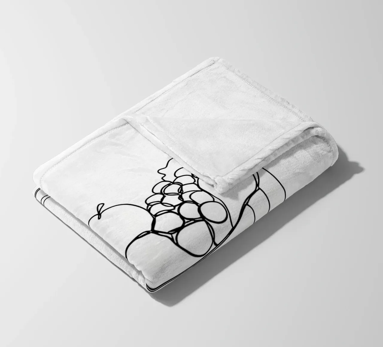 Frutta e verdura in una borsa della spesa - Line Art minimalista coperta in pile da Viv Line Art