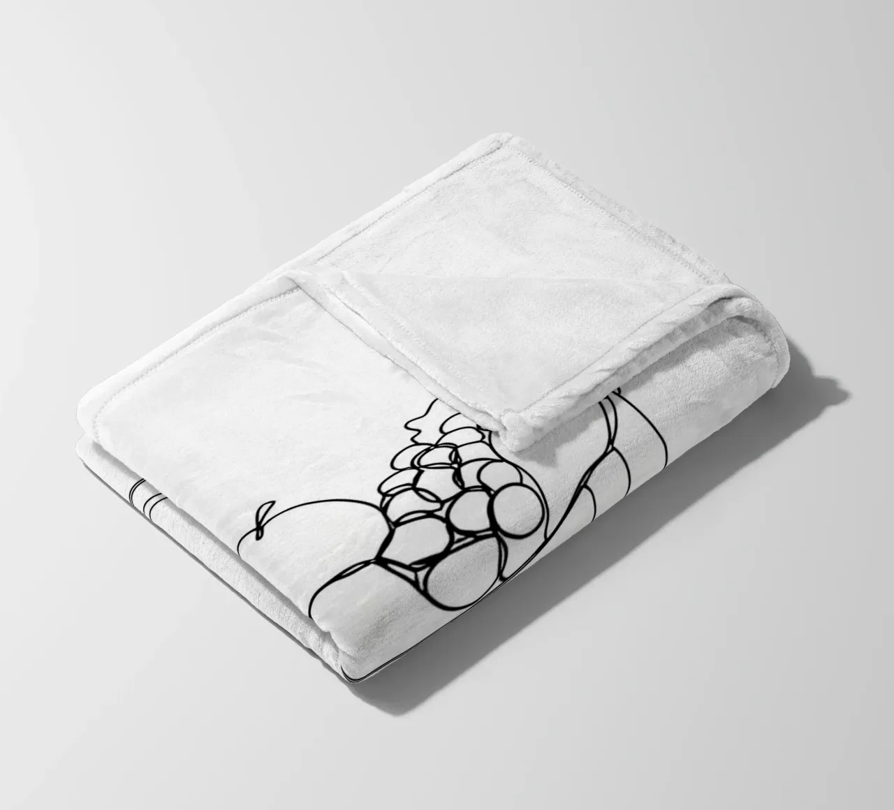 Frutta e verdura in una borsa della spesa - Line Art minimalista coperta in pile da Viv Line Art