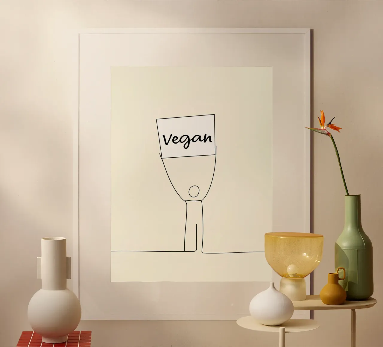 Movimento vegano - Line art minimalista poster da Viv Line Art