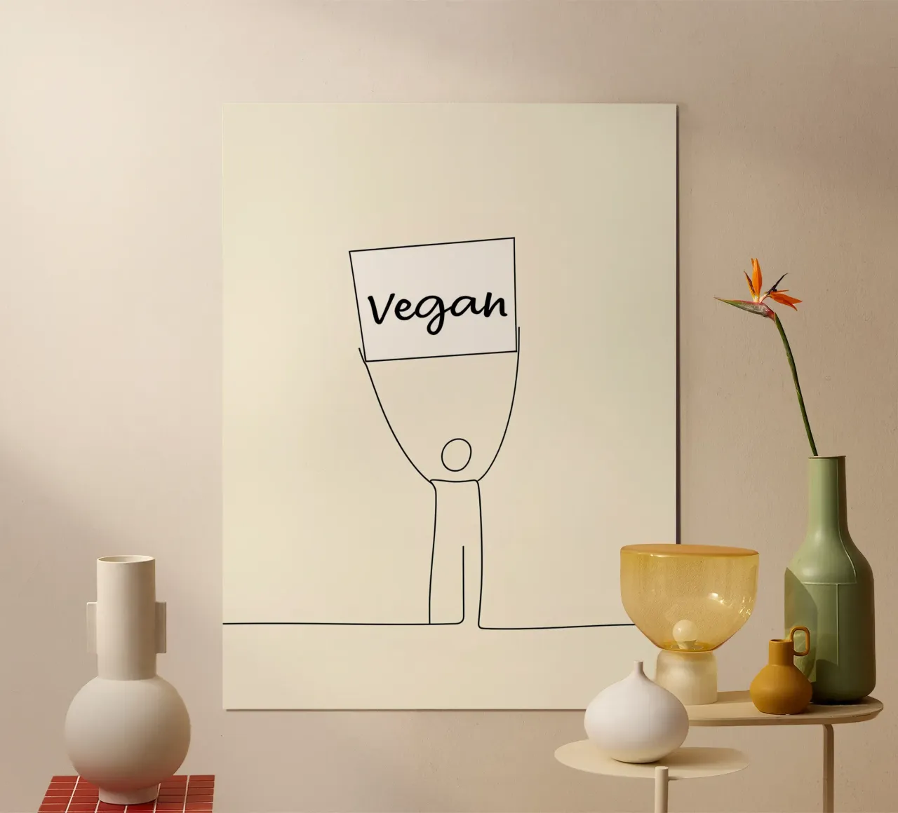 Movimento vegano - Line art minimalista poster da Viv Line Art