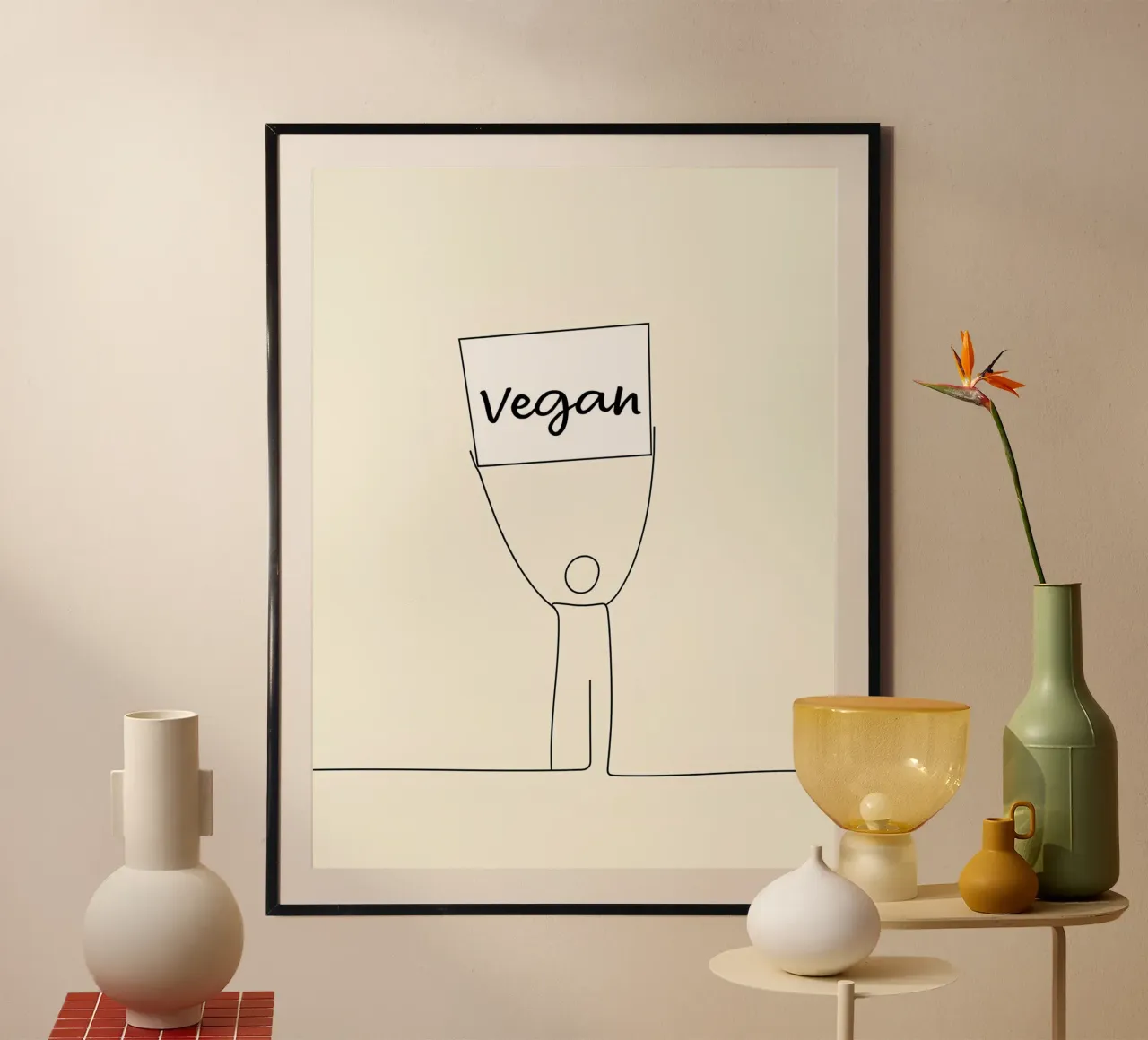 Movimento vegano - Line art minimalista poster da Viv Line Art